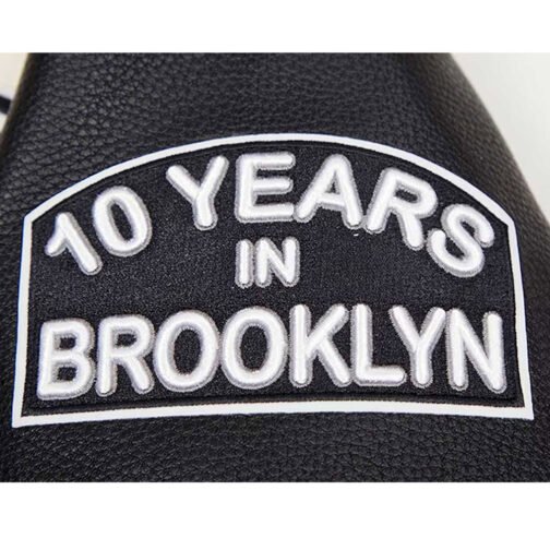 Brooklyn Nets Retro Classic Cream Varsity Jacket - Image 12