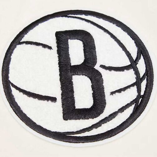 Brooklyn Nets Retro Classic Cream Varsity Jacket - Image 13