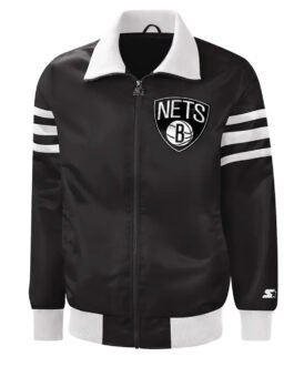 The Captain II Brooklyn Nets Varsity Black Satin Jacket