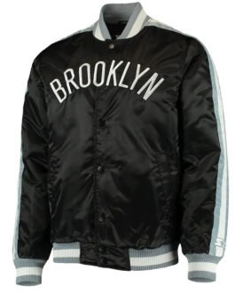 The Offensive Brooklyn Nets Varsity Black Satin Jacket