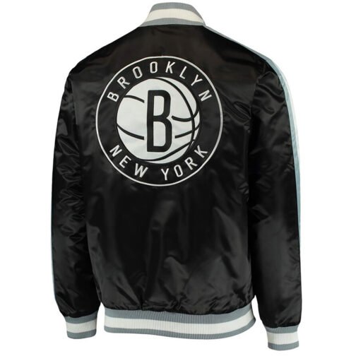 The Offensive Brooklyn Nets Varsity Black Satin Jacket - Image 2