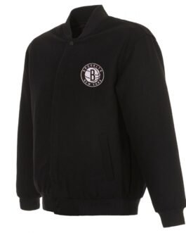 Varsity Brooklyn Nets Black Wool Jacket