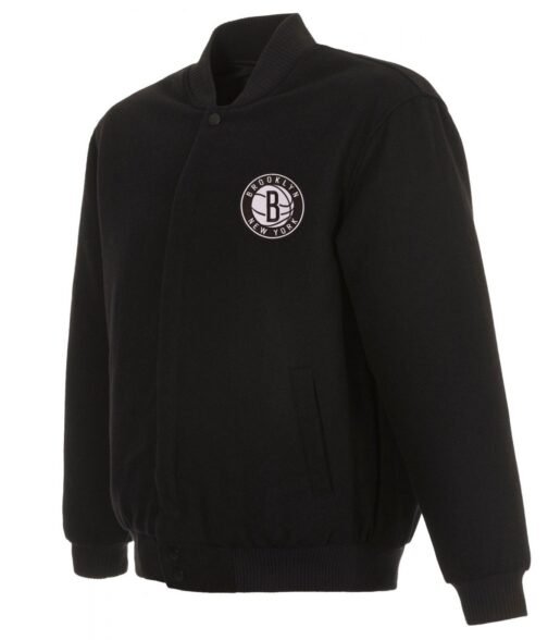 Varsity Brooklyn Nets Black Wool Jacket