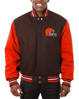 Cleveland Browns Brown and Orange Varsity Wool Jacket