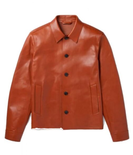 Men’s Blouson Brown Designer Leather Jacket