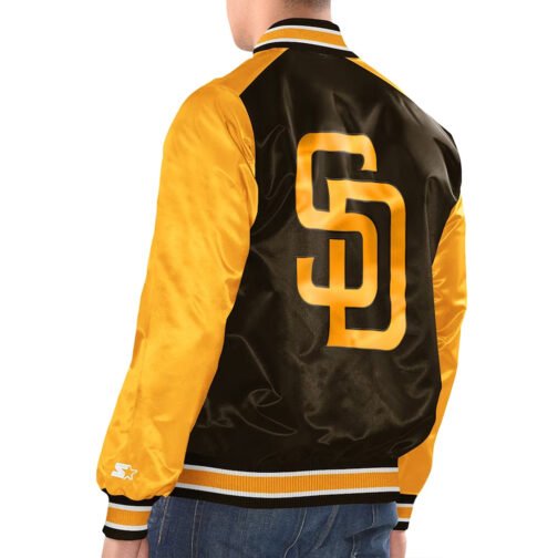 Brown/Gold San Diego Padres Renegade Varsity Satin Jacket - Image 2