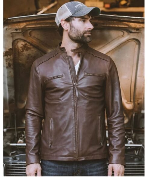 Men’s Biker Thompson Brown Leather Jacket