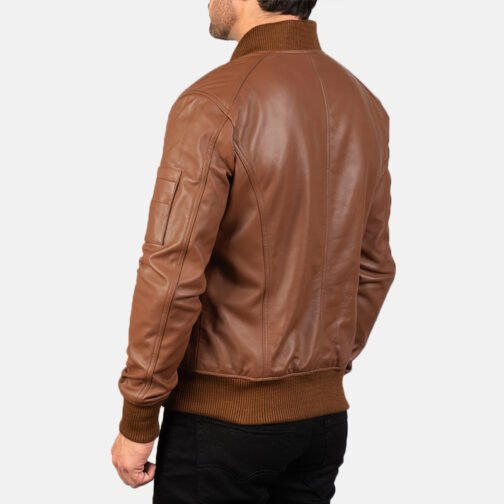 Bomber Black Leather MA-1 Jacket - Image 8