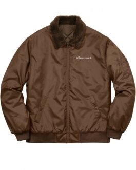 Supreme Bomber Brown Jacket with Fur Collar