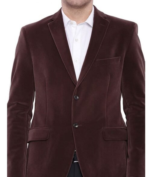 Men’s Two Button Brown Velvet Jacket - Image 3