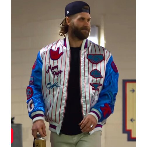 Philadelphia Phillies Bryce Harper Varsity Satin Jacket - Image 3