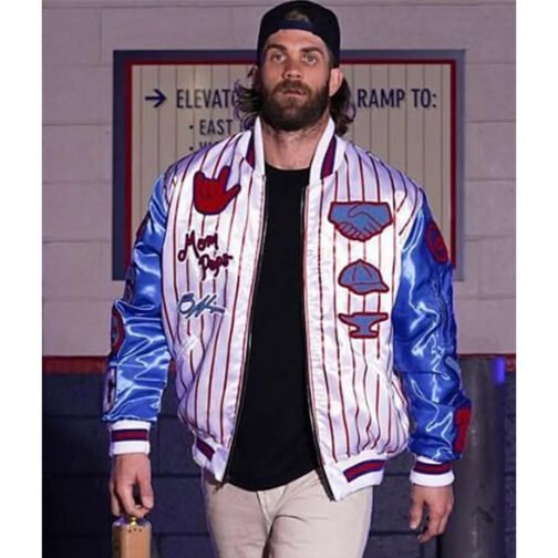 Philadelphia Phillies Bryce Harper Varsity Satin Jacket - Image 2
