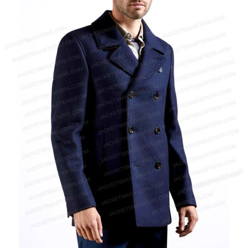 Sebastian Stan The Falcon and The Winter Soldier Blue Peacoat - Image 3