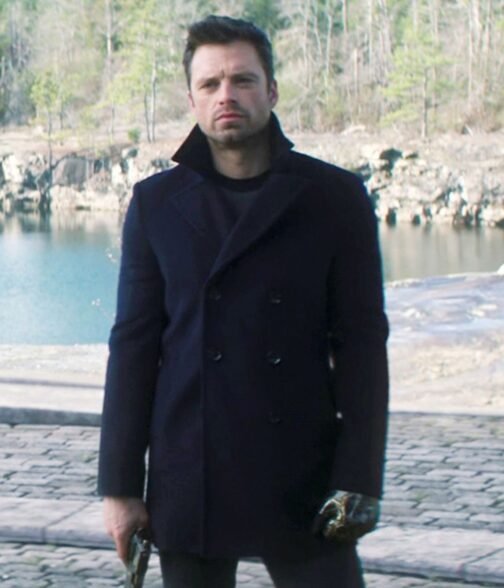 Sebastian Stan The Falcon and The Winter Soldier Blue Peacoat - Image 8