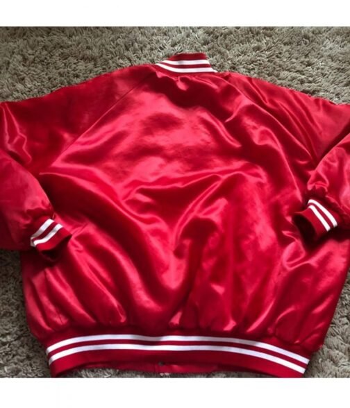 Budweiser 80s Vintage Red Satin Jacket - Image 2