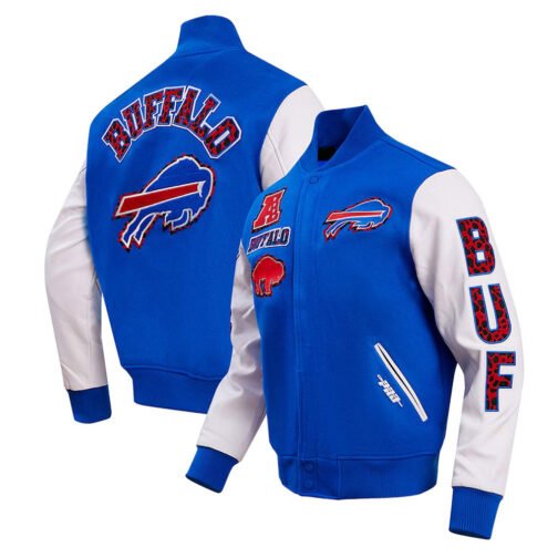 Royal/White Buffalo Bills Animal Print Varsity Jacket - Image 4