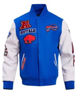 Royal/White Buffalo Bills Animal Print Varsity Jacket