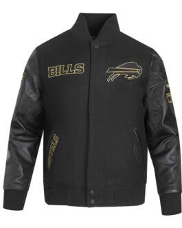 Buffalo Bills Full-Zip Black Varsity Jacket