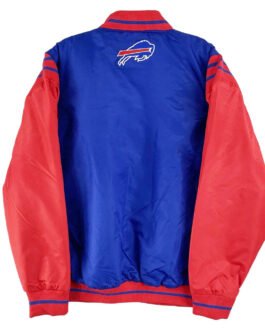 Buffalo Bills Button Up Blue and Red Satin Jacket