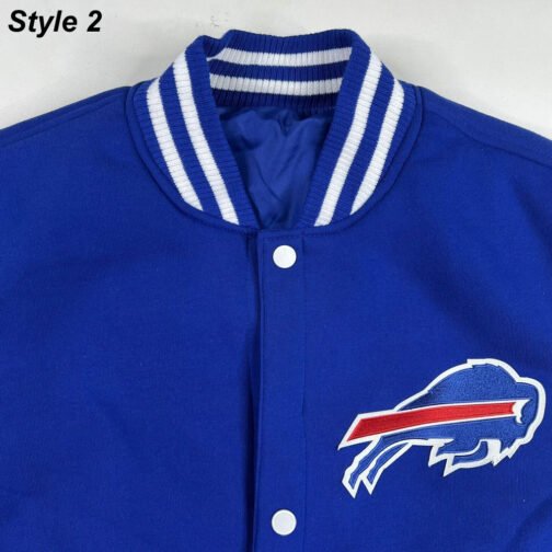 Buffalo Bills Blue and White Letterman Jacket - Image 5