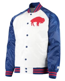 White/Royal Clean Up Throwback Buffalo Bills Satin Jacket