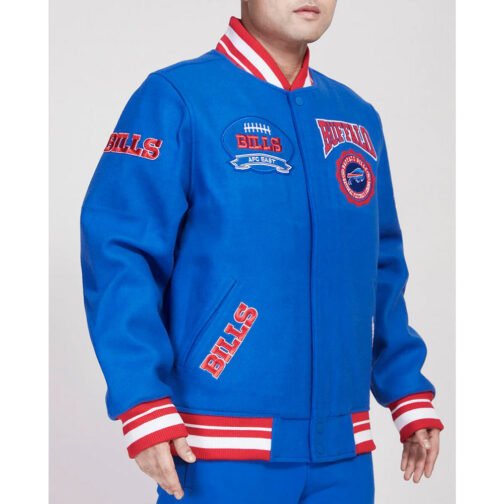 Buffalo Bills Crest Emblem Royal Varsity Wool Jacket - Image 3