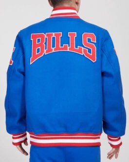 Buffalo Bills Crest Emblem Royal Varsity Wool Jacket