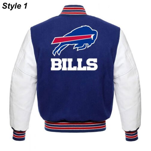 Buffalo Bills Blue and White Letterman Jacket - Image 3