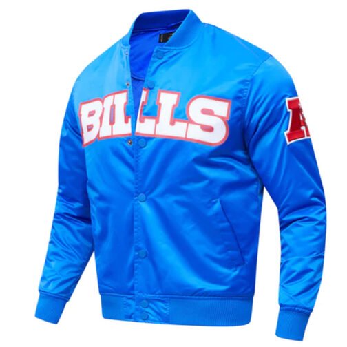 NFL Buffalo Bills Satin Royal Blue and Red Jacket - Image 6