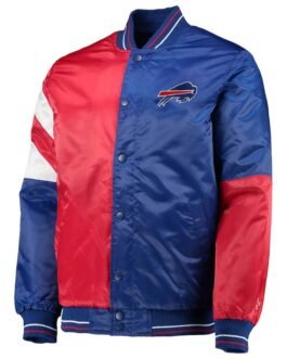 Buffalo Bills Leader Full-Snap Blue and Red Satin Jacket