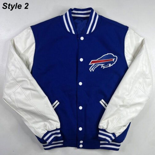 Buffalo Bills Blue and White Letterman Jacket - Image 2