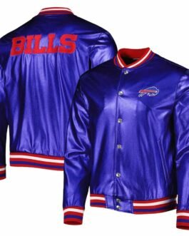 Buffalo Bills Metallic Royal Leather Jacket