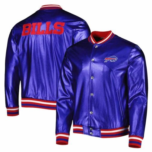 Buffalo Bills Metallic Royal Leather Jacket - Image 2