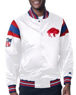 Buffalo Bills Midweight White Satin Jacket