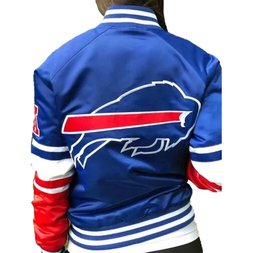 NFL Buffalo Bills Satin Royal Blue and Red Jacket - Image 11
