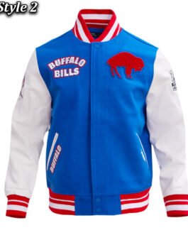 Buffalo Bills Retro Classic Royal and Cream Varsity Jacket