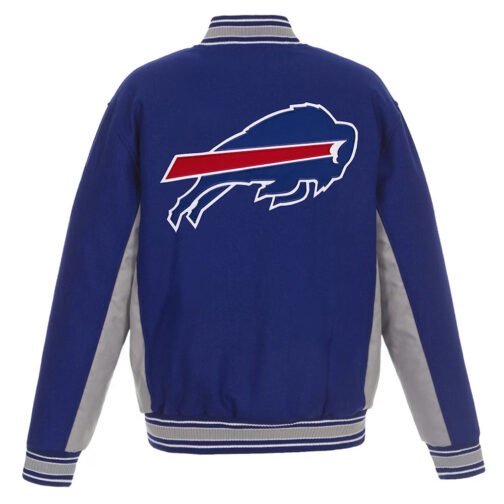 Buffalo Bills Royal and Gray Varsity Wool Jacket - Image 2