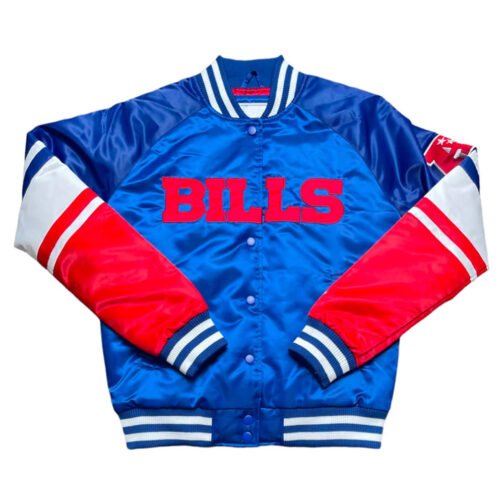 NFL Buffalo Bills Satin Royal Blue and Red Jacket - Image 8