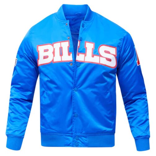 NFL Buffalo Bills Satin Royal Blue and Red Jacket - Image 2