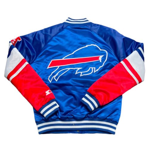 NFL Buffalo Bills Satin Royal Blue and Red Jacket - Image 9