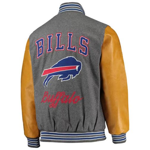 Buffalo Bills Varsity Gray and Gold Jacket - Image 2
