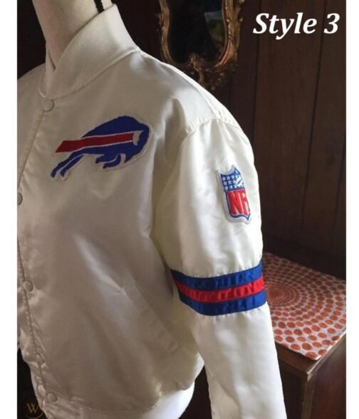 Starter Buffalo Bills Bomber Blue and White Satin Jacket - Image 9