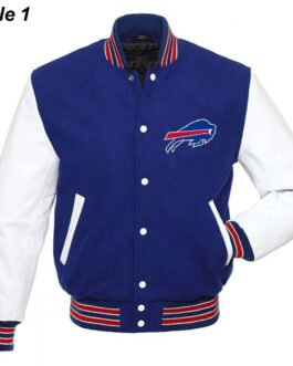 Buffalo Bills Blue and White Letterman Jacket