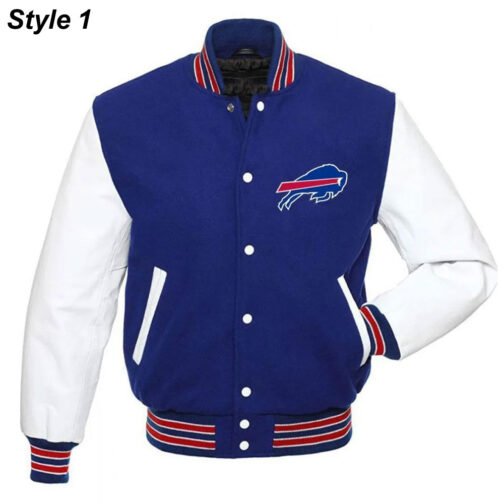 Buffalo Bills Blue and White Letterman Jacket