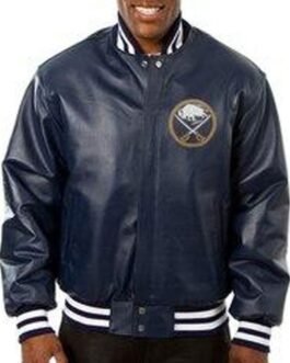 Varsity Buffalo Sabres Navy Blue Leather Jacket