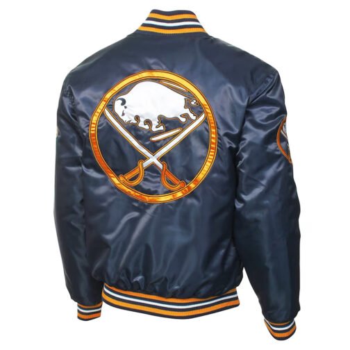 Buffalo Sabres Navy Blue/Gold Satin Jacket - Image 2