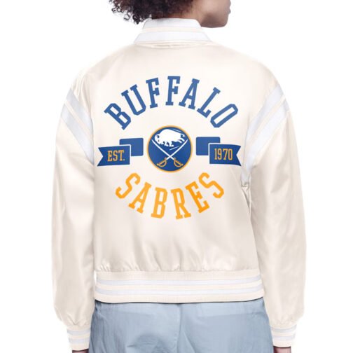 Buffalo Sabres Printed Logo Varsity Satin Jacket - Image 4