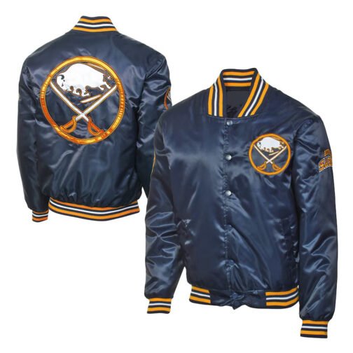 Buffalo Sabres Navy Blue/Gold Satin Jacket - Image 3