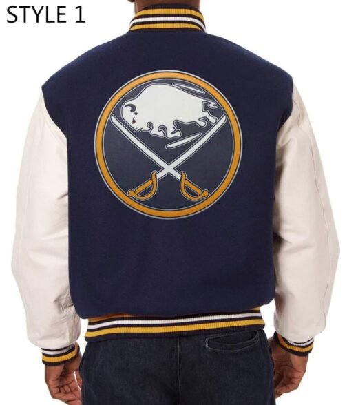 Varsity Buffalo Sabres Blue and White Two Tone Jacket - Image 3