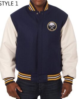 Varsity Buffalo Sabres Blue and White Two Tone Jacket